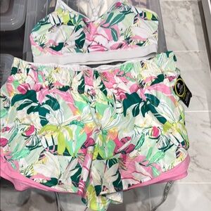 Floral Bikini Set with Tropical Print
